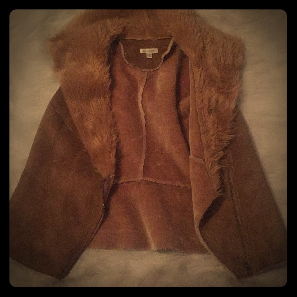 Suede/Faux Fur Beige Vest